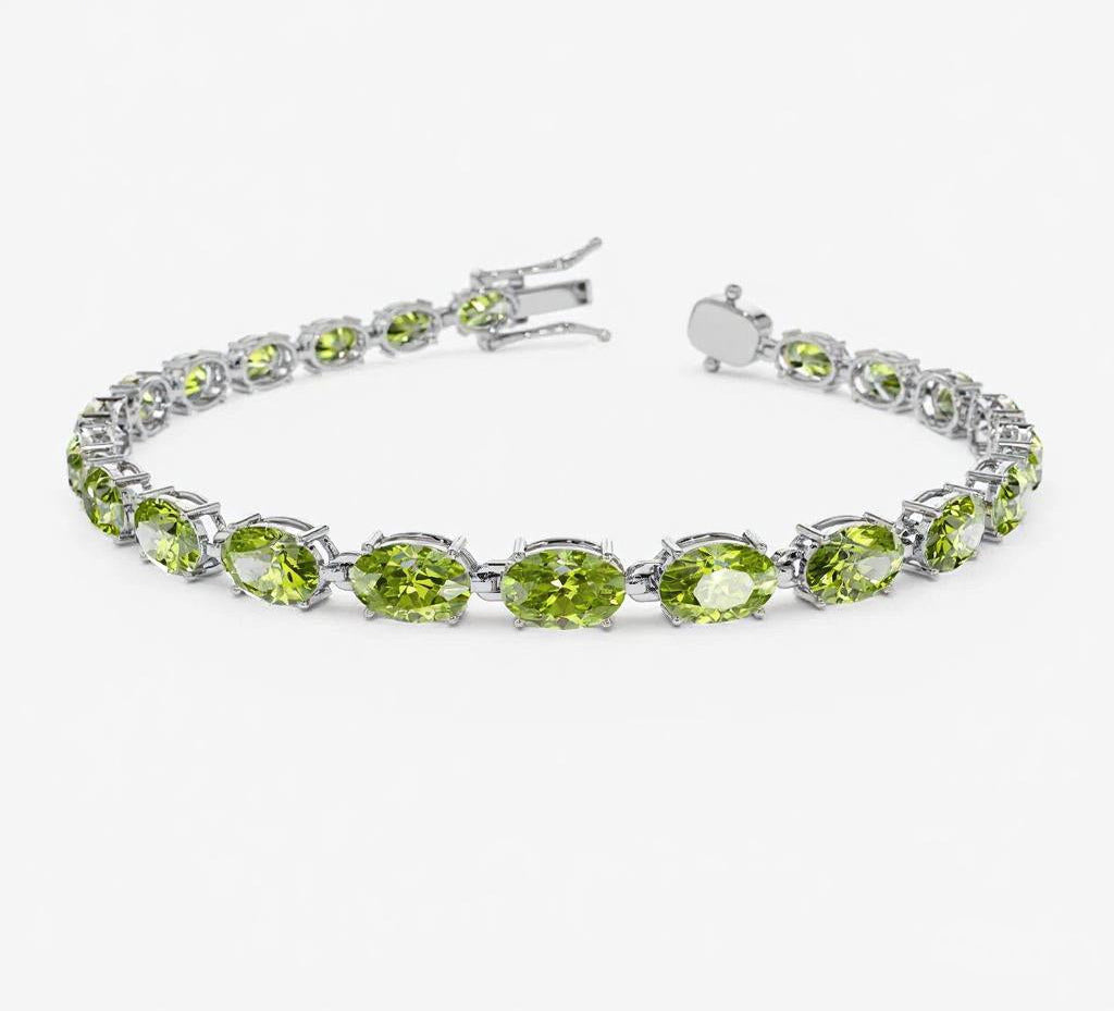 Polavous 14 Carat Oval Tennis Peridot Bracelet