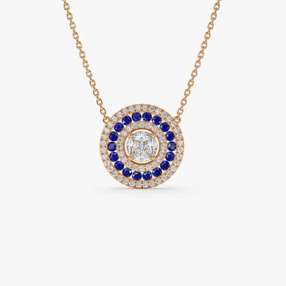 Nilaianza 1 Carat Round Pendant Emerald Necklace