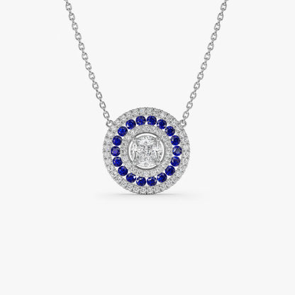 Nilaianza 1 Carat Round Pendant Emerald Necklace