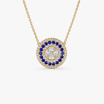 Nilaianza 1 Carat Round Pendant Emerald Necklace