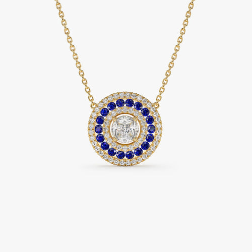 Nilaianza 1 Carat Round Pendant Emerald Necklace