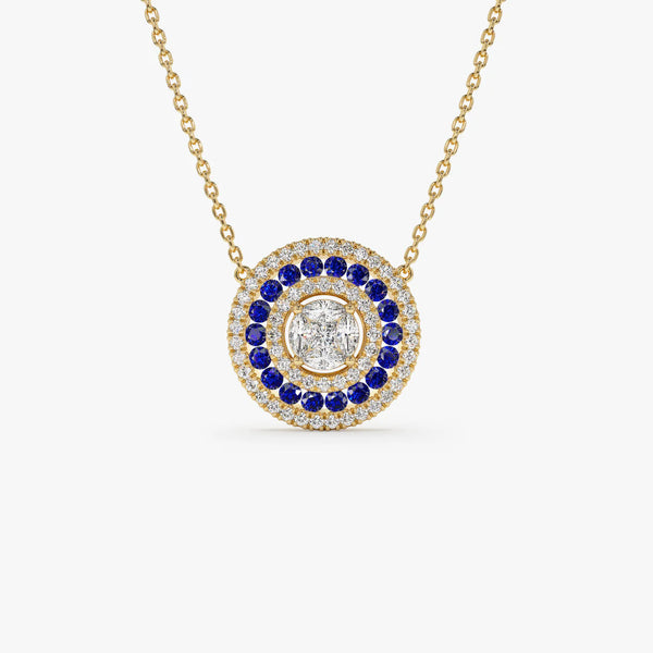 Nilaianza 1 Carat Round Pendant Emerald Necklace