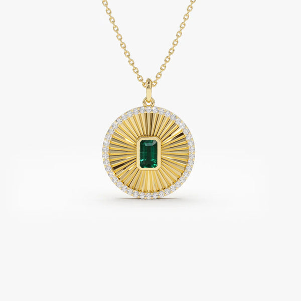 Diamond & Emerald Cut | 18k Gold Pendant Necklace | Trendy, High-Quality Bling for Women | Engagement, Wedding Gifts