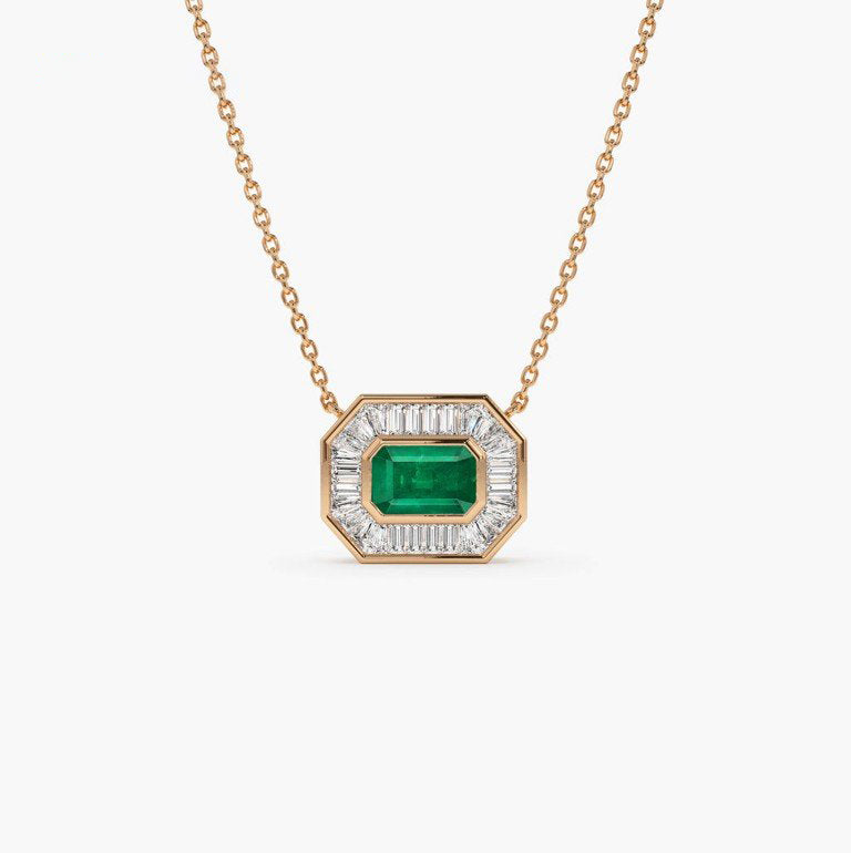 Albaaeeva 1.5 Carat Emerald Pendant Emerald Necklace