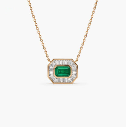 Albaaeeva 1.5 Carat Emerald Pendant Emerald Necklace