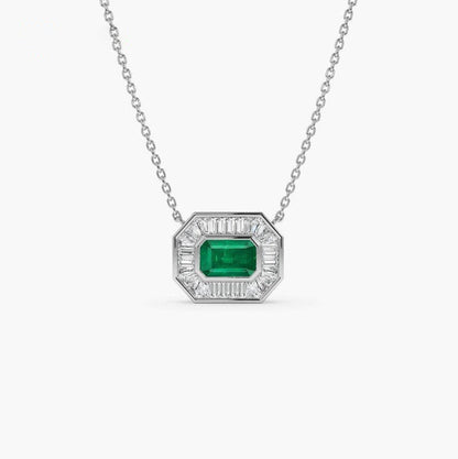 Albaaeeva 1.5 Carat Emerald Pendant Emerald Necklace