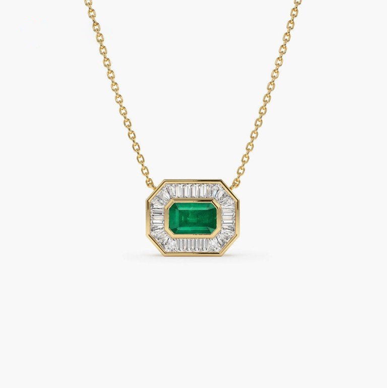 Albaaeeva 1.5 Carat Emerald Pendant Emerald Necklace