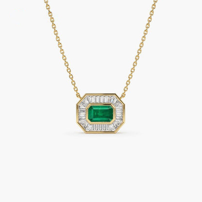 Albaaeeva 1.5 Carat Emerald Pendant Emerald Necklace