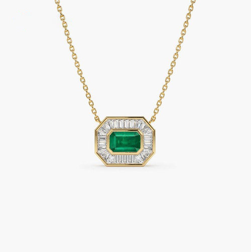 Albaaeeva 1.5 Carat Emerald Pendant Emerald Necklace