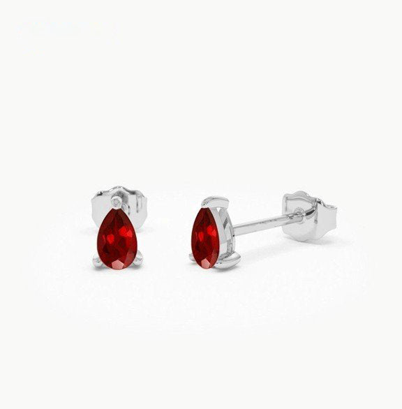 Ruby Pear Cut Earring | Lab Grown Solid Gold Ruby Stud Earrings | Classic Style for Men & Women | 18K Gold Jewelry | Gift Ideas