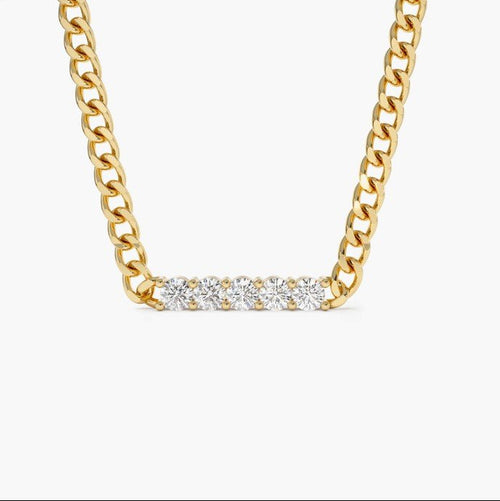 Silaouena 0.5 Carat Round Bar Pendant Moissanite Necklace