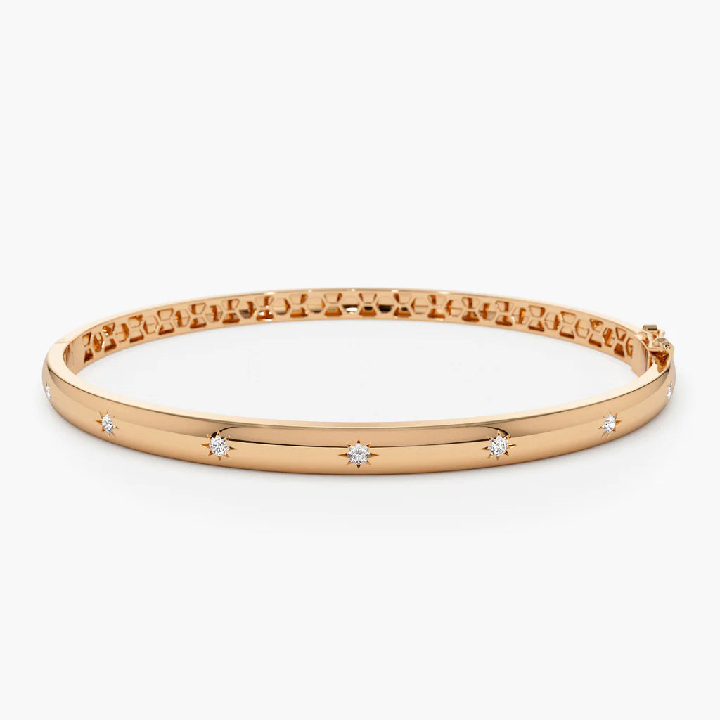 Riaounna 0.1 Carat Round Bangles Moissanite Bracelet