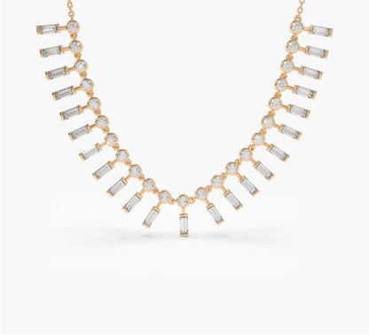 Ceraanva 2.5 Carat Baguette & Round Pendant Moissanite Necklace