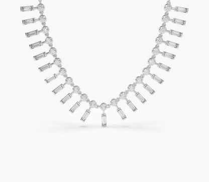 Ceraanva 2.5 Carat Baguette & Round Pendant Moissanite Necklace