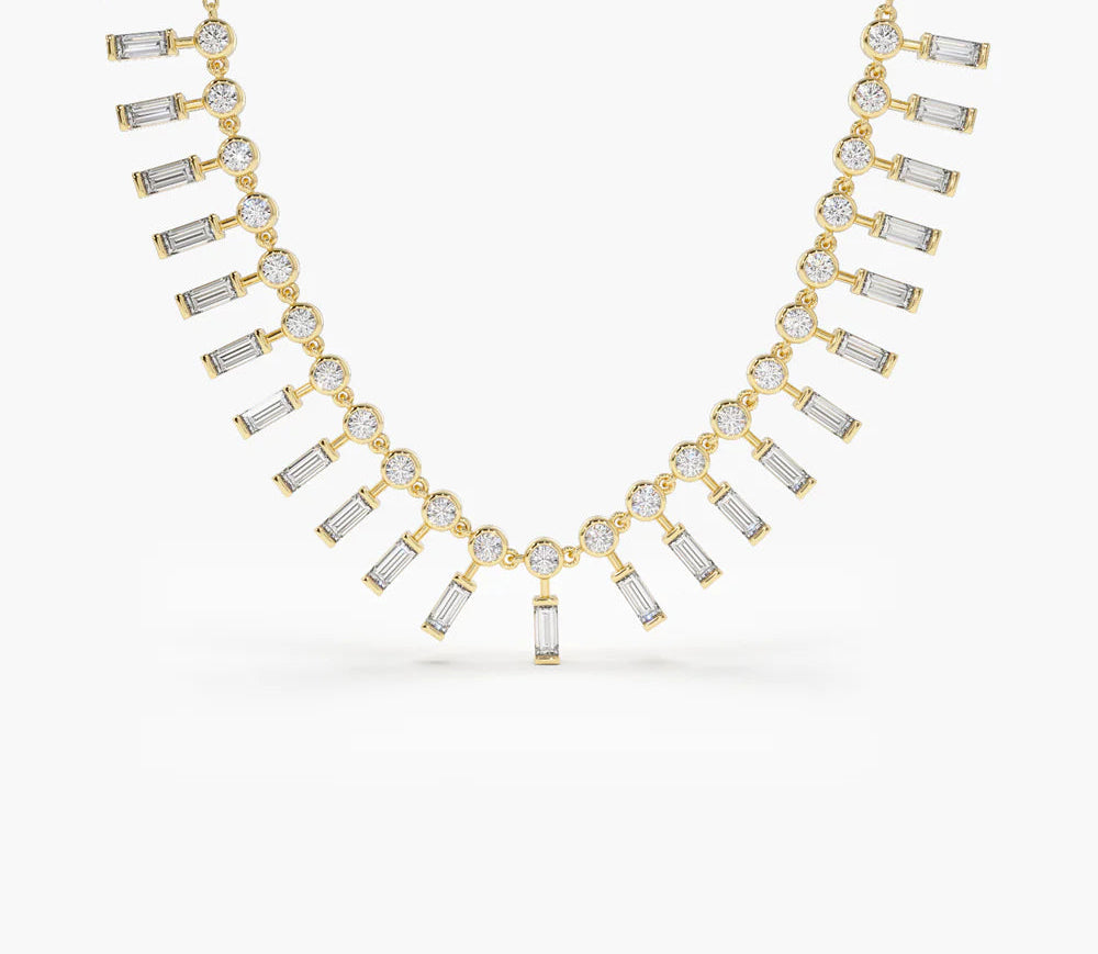 Ceraanva 2.5 Carat Baguette & Round Pendant Moissanite Necklace