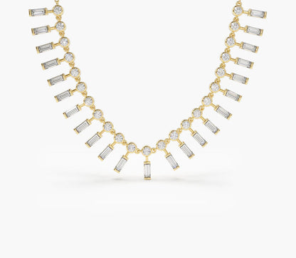 Ceraanva 2.5 Carat Baguette & Round Pendant Moissanite Necklace