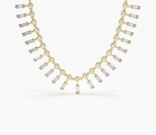 Ceraanva 2.5 Carat Baguette & Round Pendant Moissanite Necklace