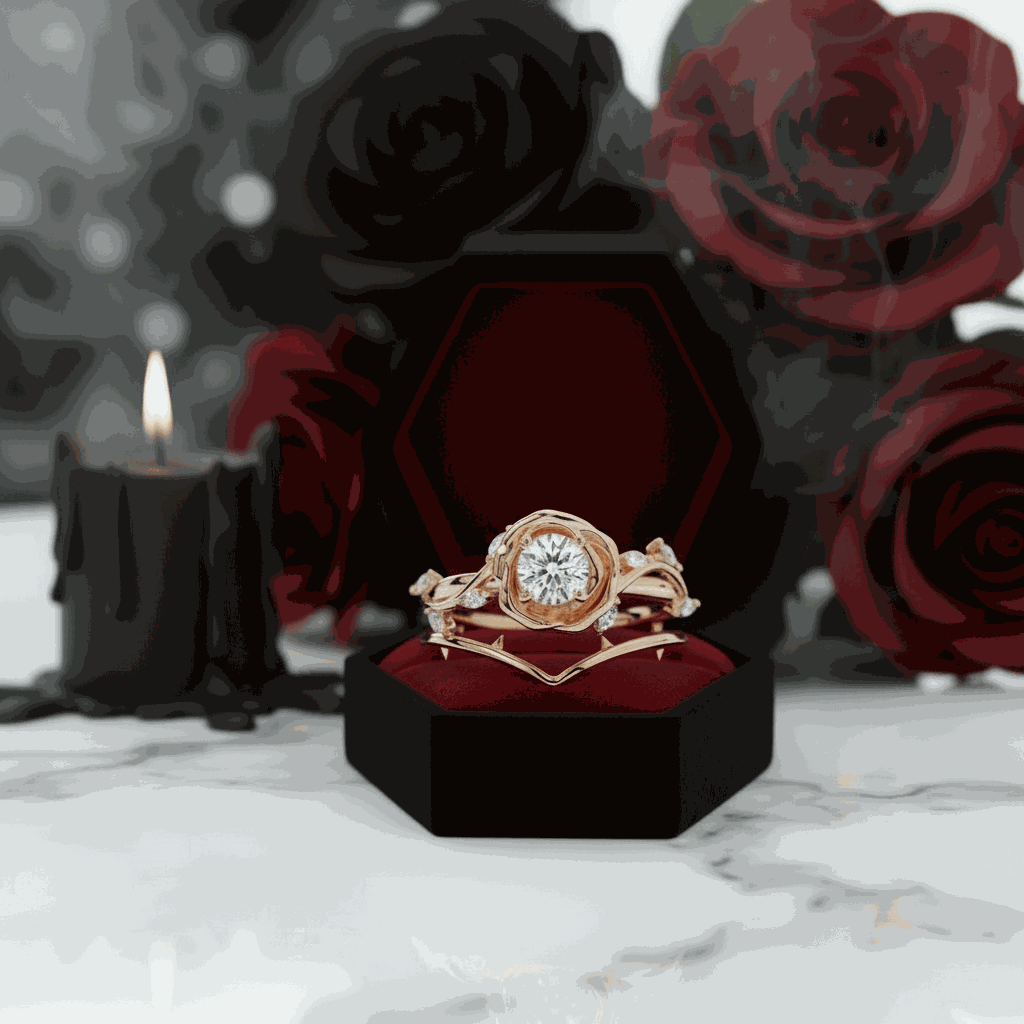 Koraviel jewelry with 0.6 ct round black moissanite in sleek modern design