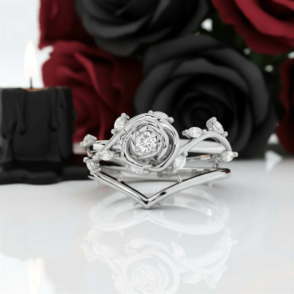Koraviel ring with 0.6 ct round black moissanite and sleek modern silver design