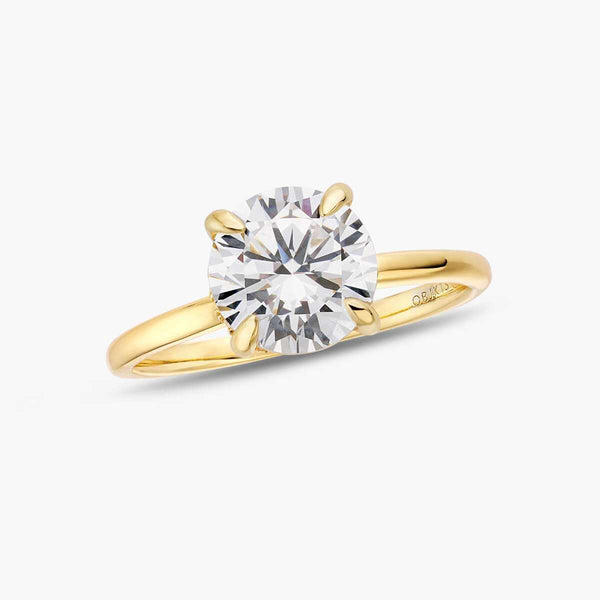 Zaelawen gold solitaire ring with round 2-carat moissanite stone and hidden halo sparkle