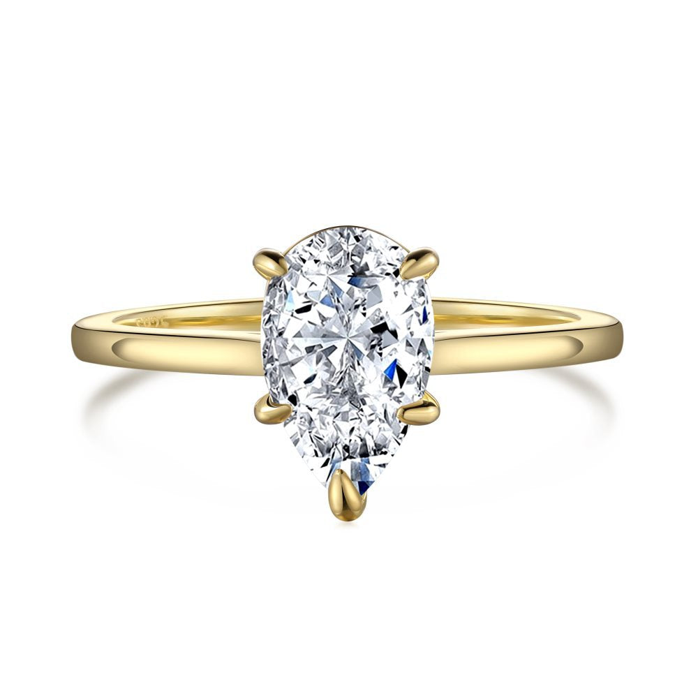 Daeloria 1.5 Carat Pear Solitaire Moissanite Ring
