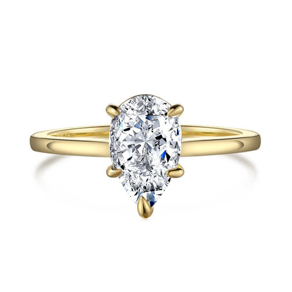 Daeloria 1.5 Carat Pear Solitaire Moissanite Ring