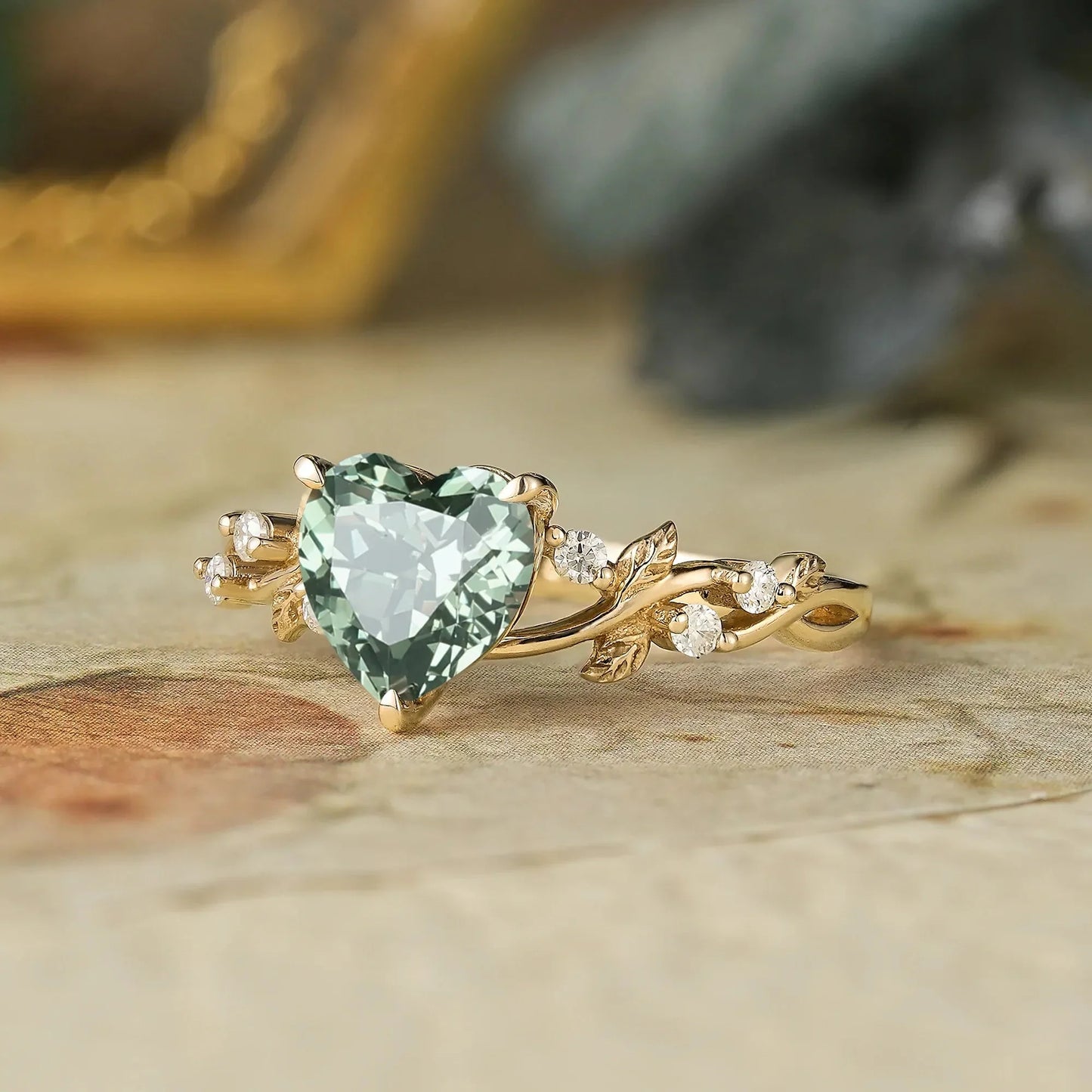 Orlynna 1 Carat Heart Solitaire Sapphire Ring in 18K Yellow Gold