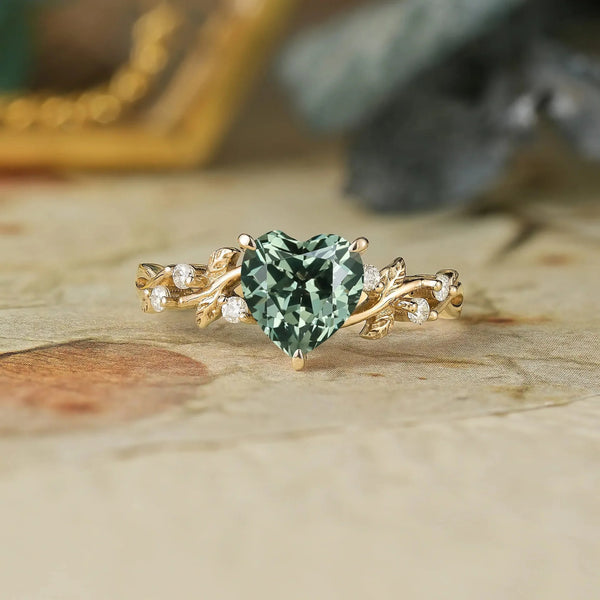 Orlynna 1 Carat Heart Solitaire Sapphire Ring in 18K Yellow Gold