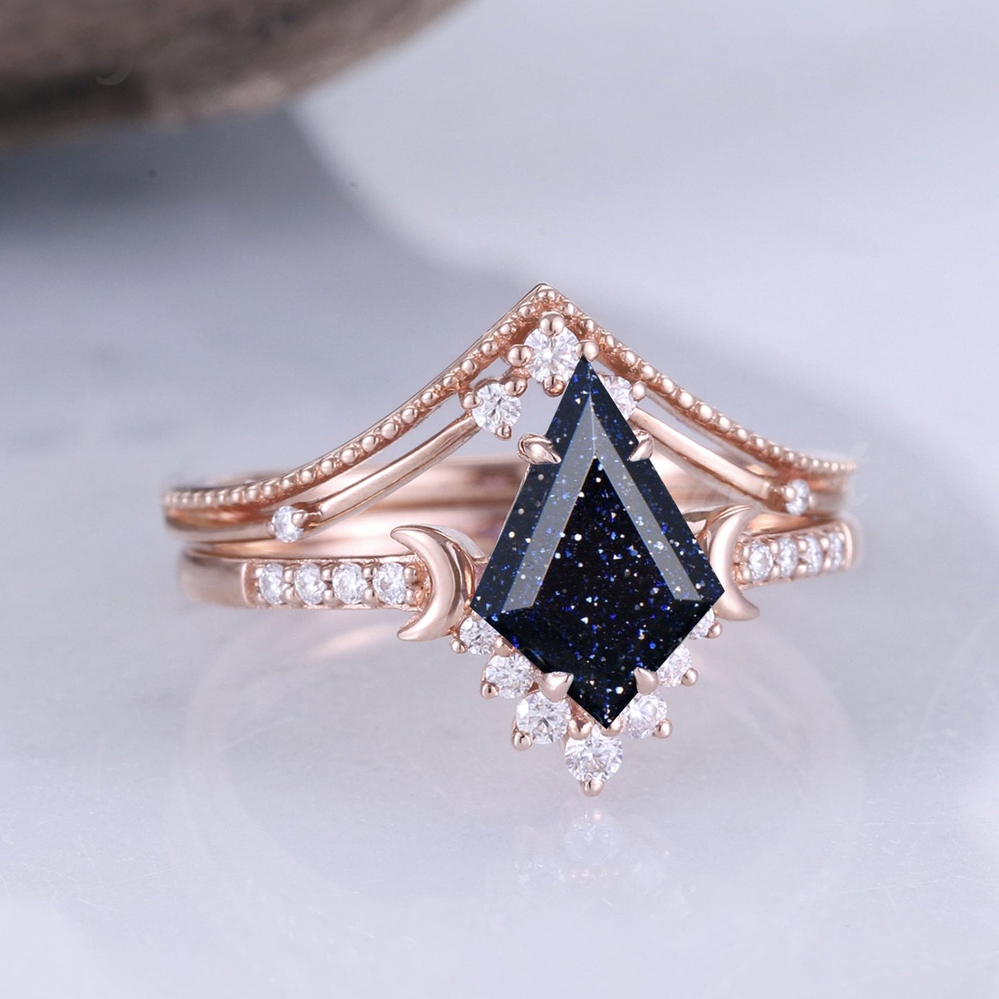 Brinawen 1.4 Carat Kite Stackable Sandstone Ring Set in 925 Silver
