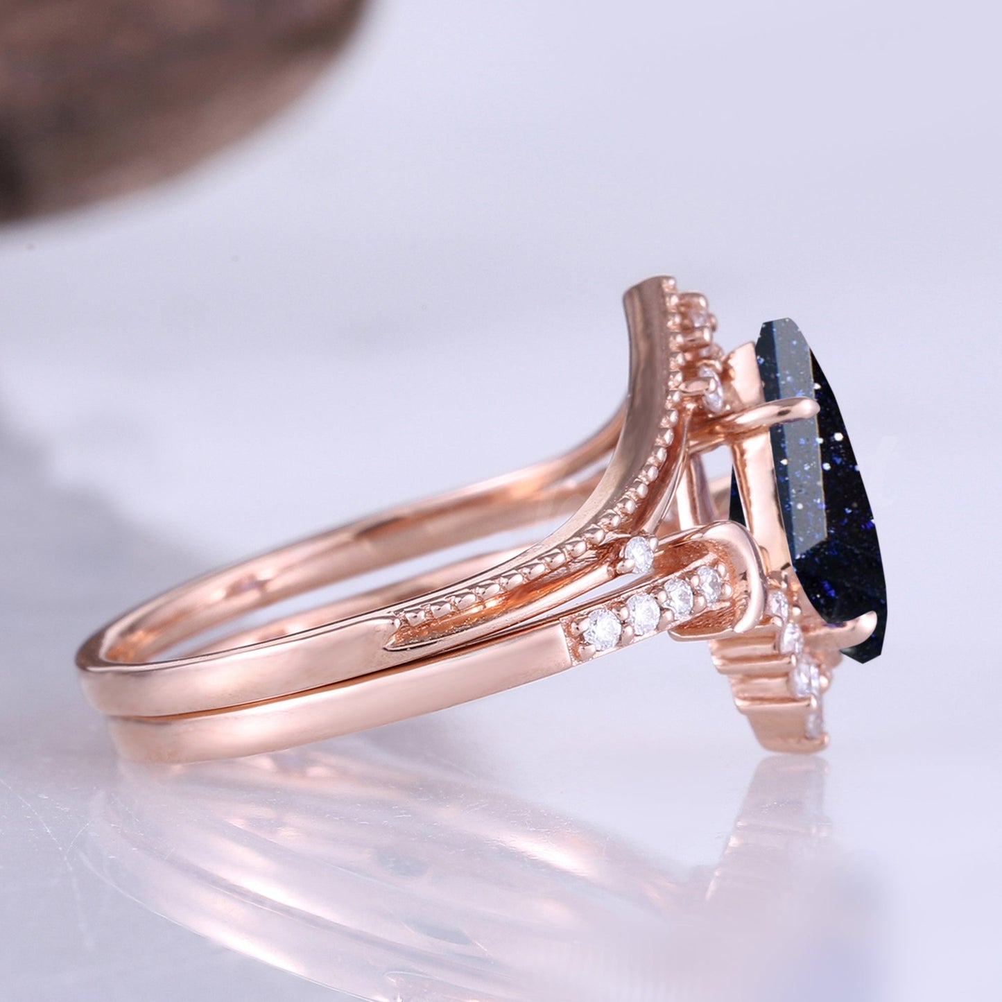 Brinawen 1.4 Carat Kite Stackable Sandstone Ring Set in 925 Silver