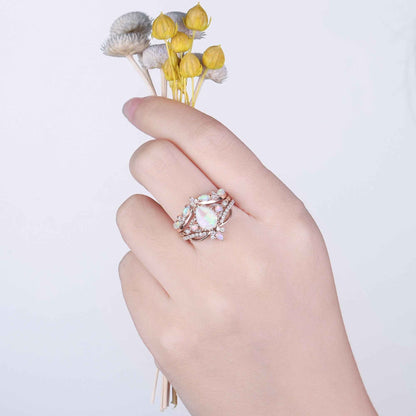 Ciriella 1 Carat Pear Stackable Opal Ring Set in 925 Silver