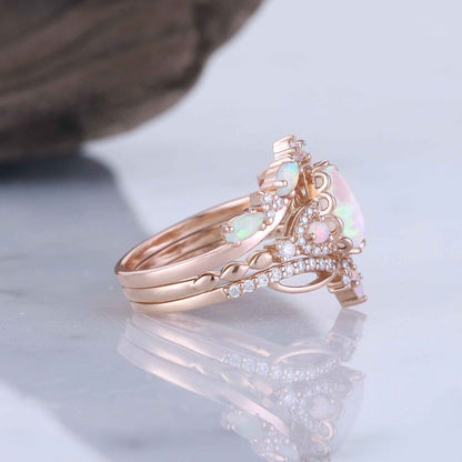 Ciriella 1 Carat Pear Stackable Opal Ring Set in 925 Silver