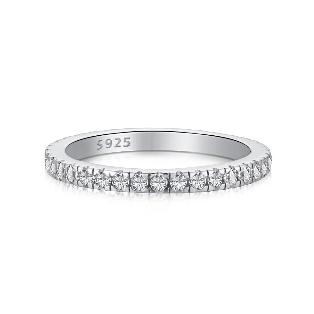 Vilarwen 0.2 Carat Round Brilliant Eternity Moissanite Band in 925 Silver
