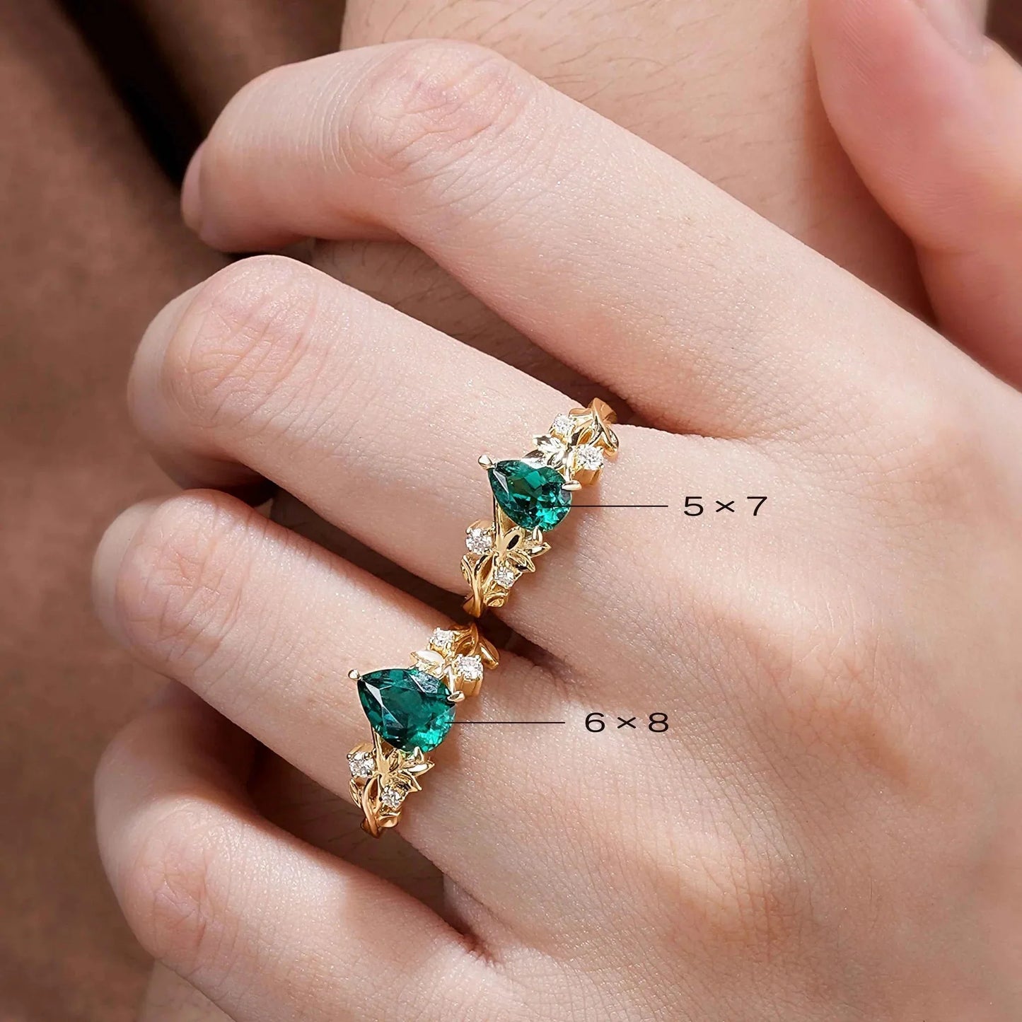 Wynoria 1.3 Carat Pear Solitaire Emerald Ring in 18K Yellow Gold