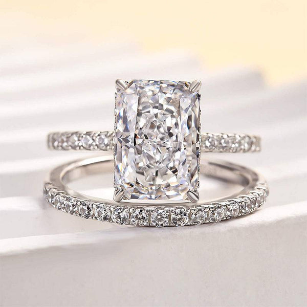 Sinarwen 3.5 Carat Radiant Stackable Moissanite Ring Set in 925 Silver