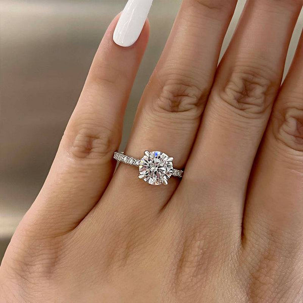 Nydoria 2 Carat Round Brilliant Solitaire Moissanite Ring