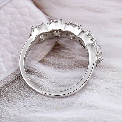 Aurawen 1.5 Carat Round Brilliant Half Eternity Moissanite Band in 925 Silver