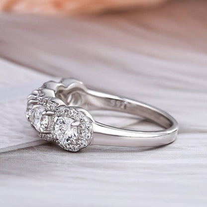 Aurawen 1.5 Carat Round Brilliant Half Eternity Moissanite Band in 925 Silver