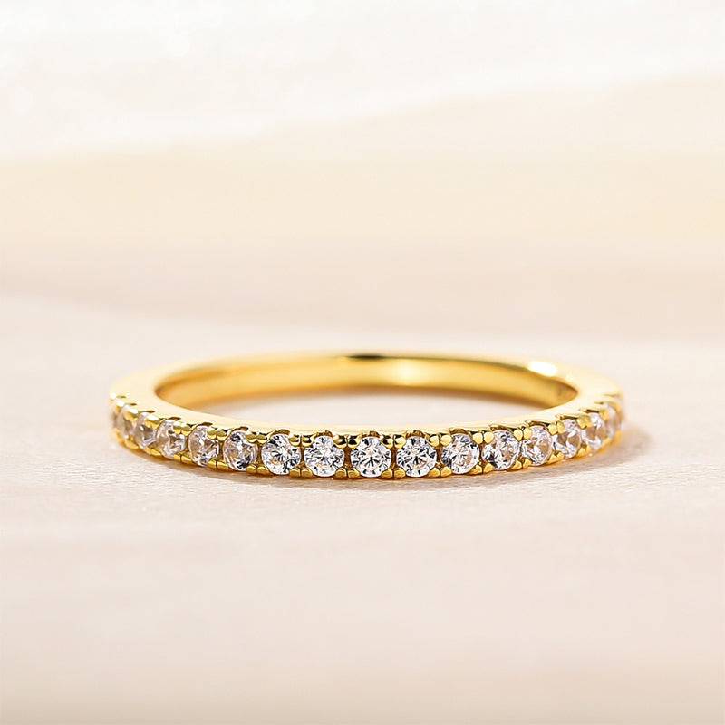 Welariel 0.5 Carat Round Brilliant Half Eternity Moissanite Band in 925 Silver