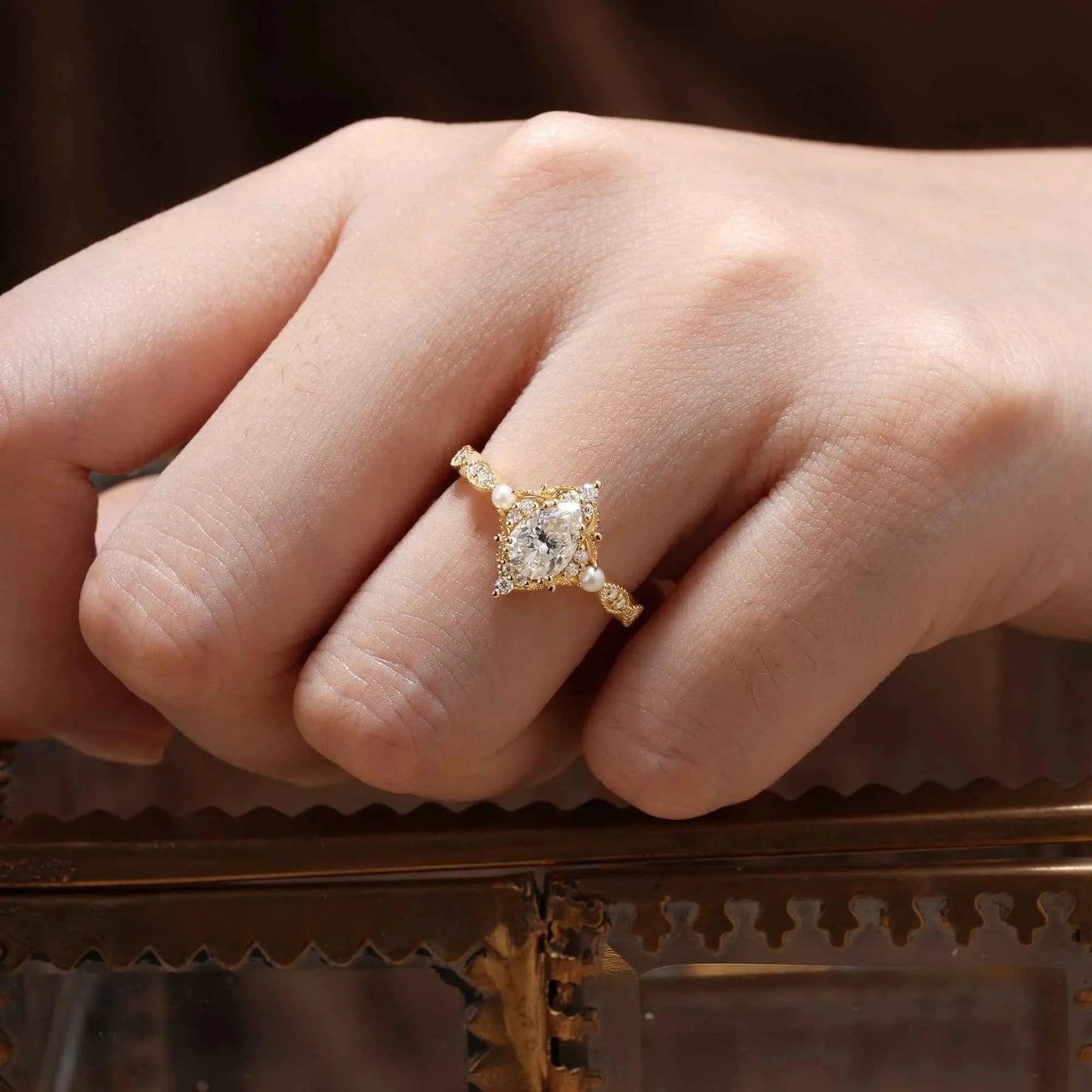 Kelariel 1.3 Carat Pear Solitaire Moissanite Ring