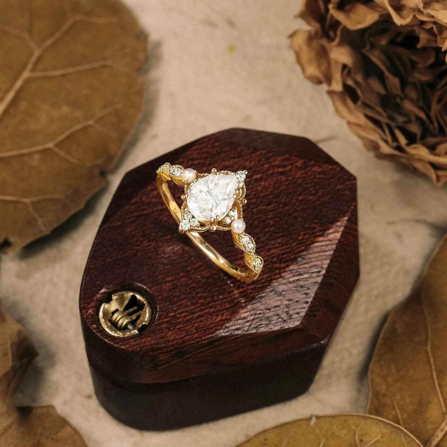 Kelariel 1.3 Carat Pear Solitaire Moissanite Ring