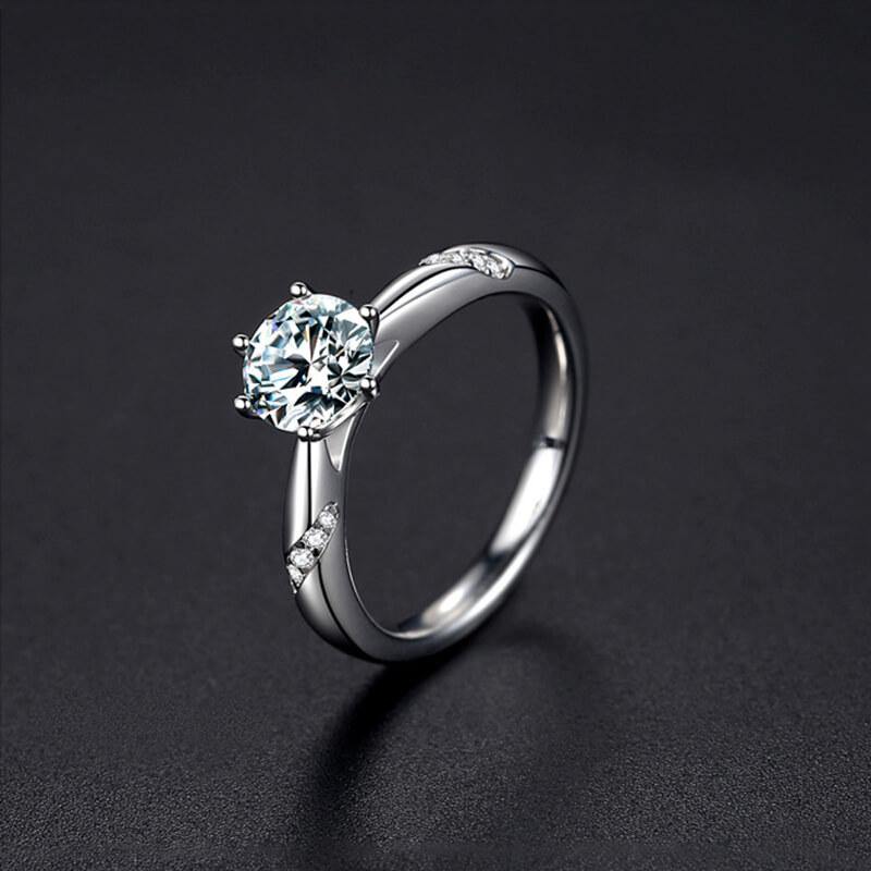Brynoria 2 Carat Round Brilliant Solitaire Moissanite Ring