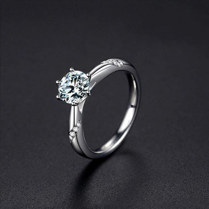 Brynoria 2 Carat Round Brilliant Solitaire Moissanite Ring