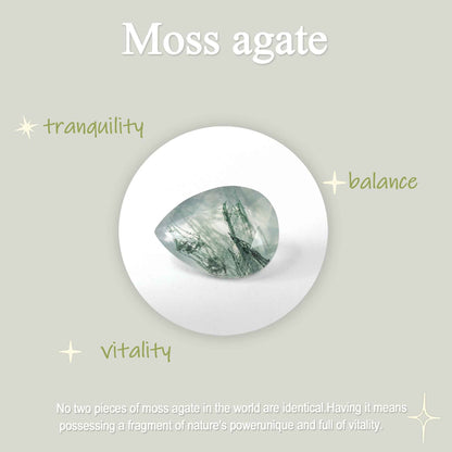 Ysolwen 1 Carat Oval Solitaire Moss Agate Ring in 925 Silver