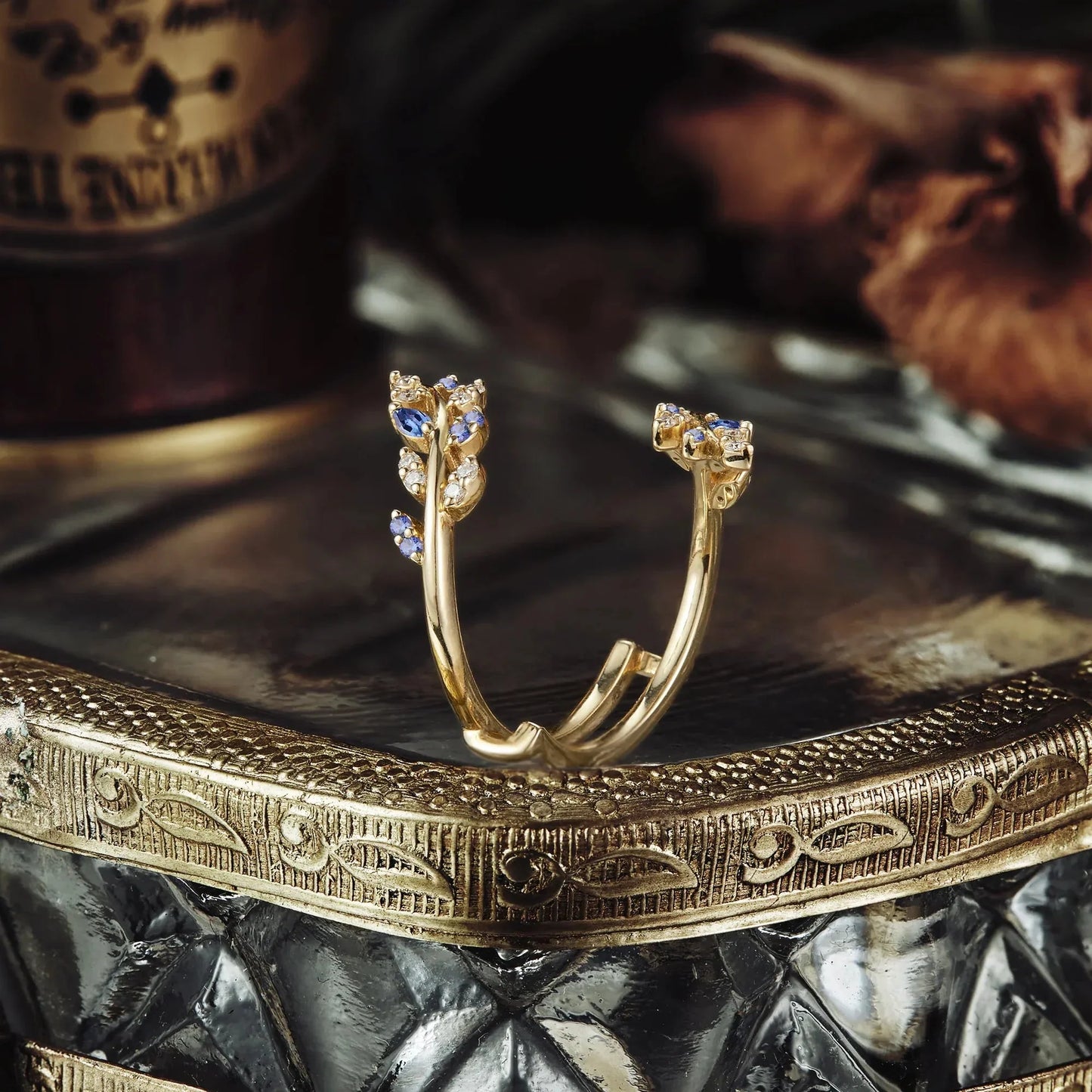 Hyrelwen 0.2 Carat Marquise Stackable Sapphire Band in 925 Silver