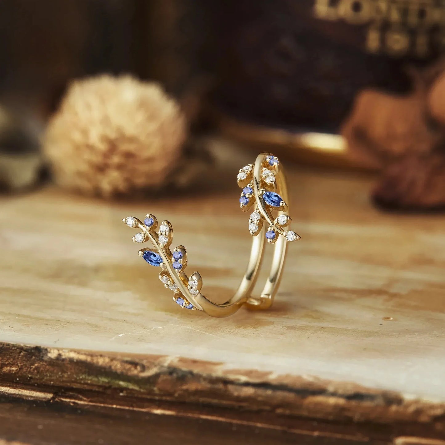 Hyrelwen 0.2 Carat Marquise Stackable Sapphire Band in 925 Silver