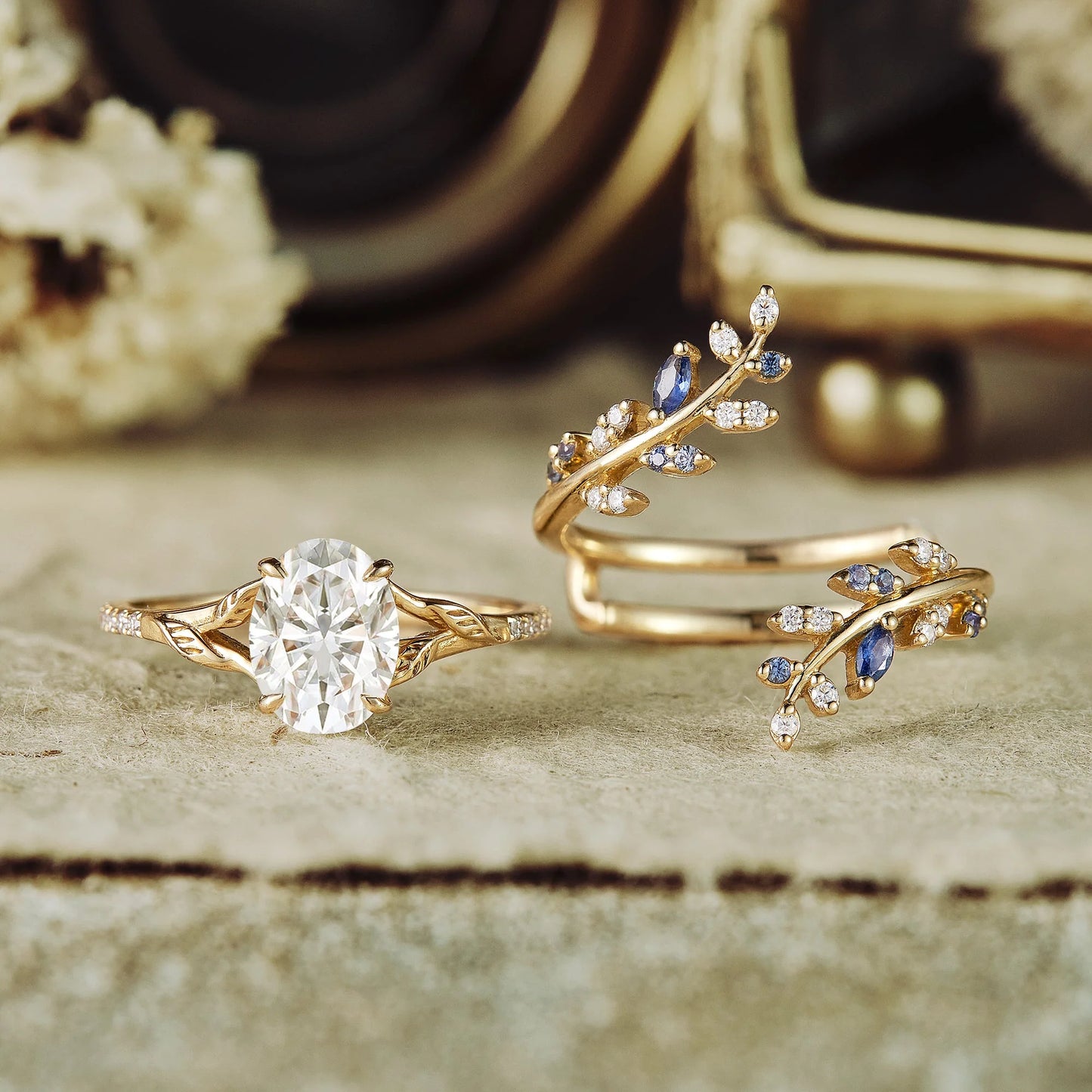 Emlithiel 1 Carat Oval Stackable Moissanite Ring Set