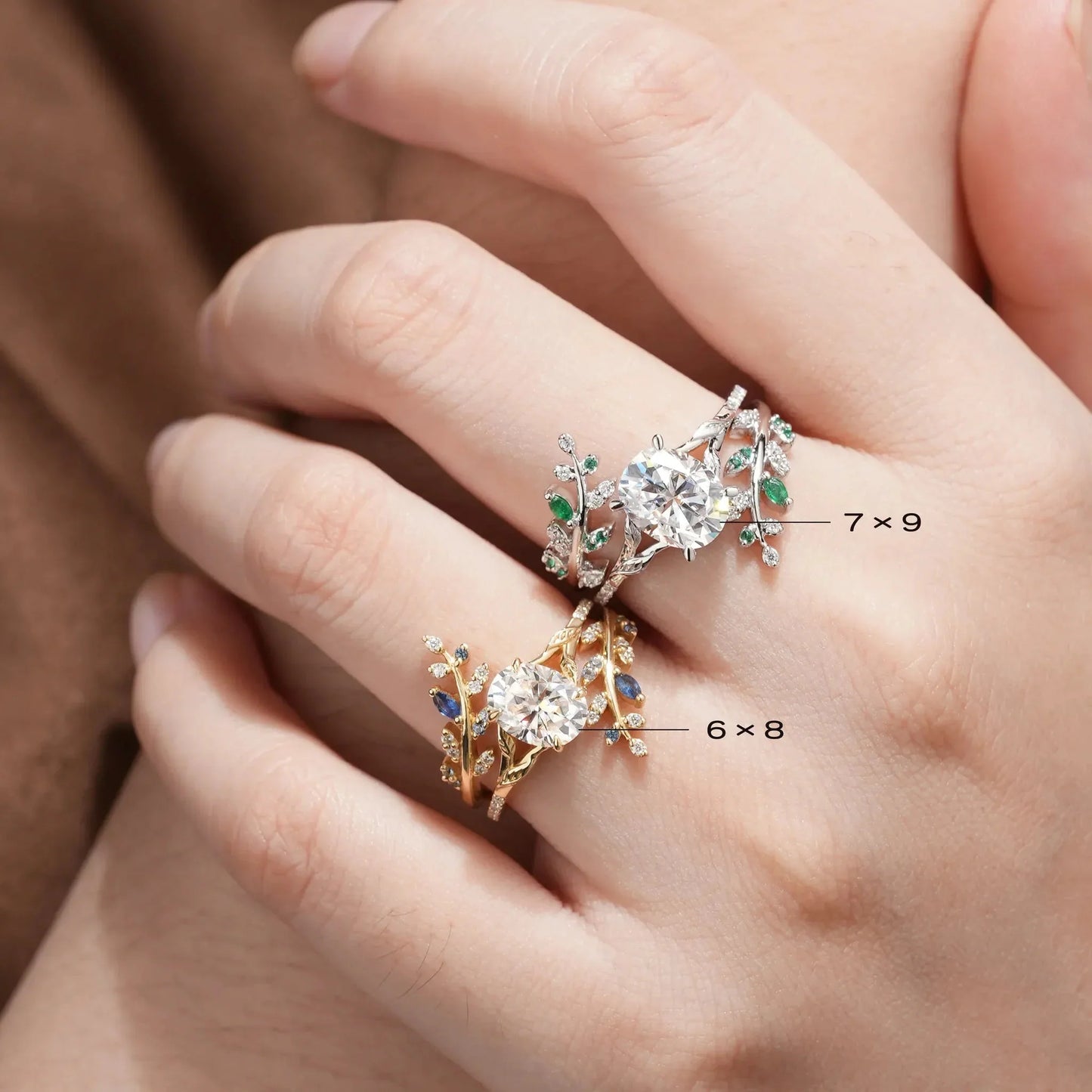 Emlithiel 1 Carat Oval Stackable Moissanite Ring Set