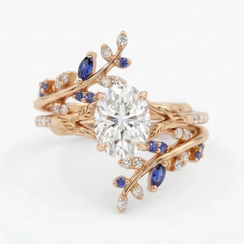 Emlithiel 1 Carat Oval Stackable Moissanite Ring Set