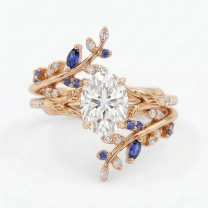 Emlithiel 1 Carat Oval Stackable Moissanite Ring Set